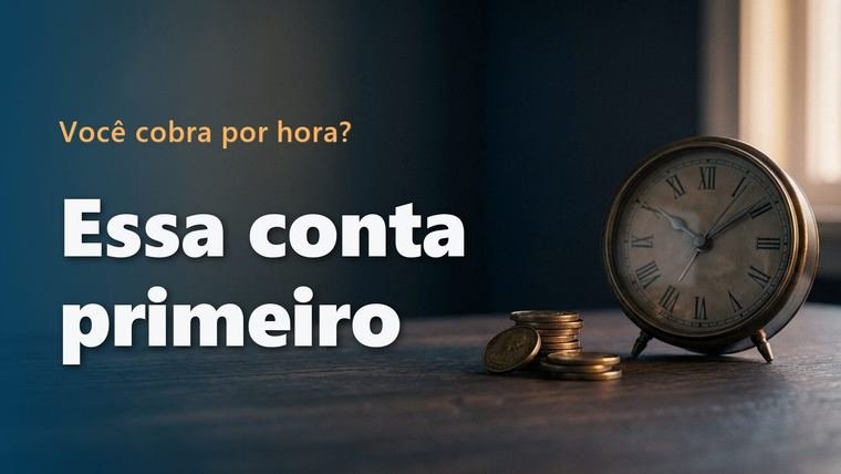 Moedas ao lado de um relógio de mesa antigo sobre uma mesa de madeira escura